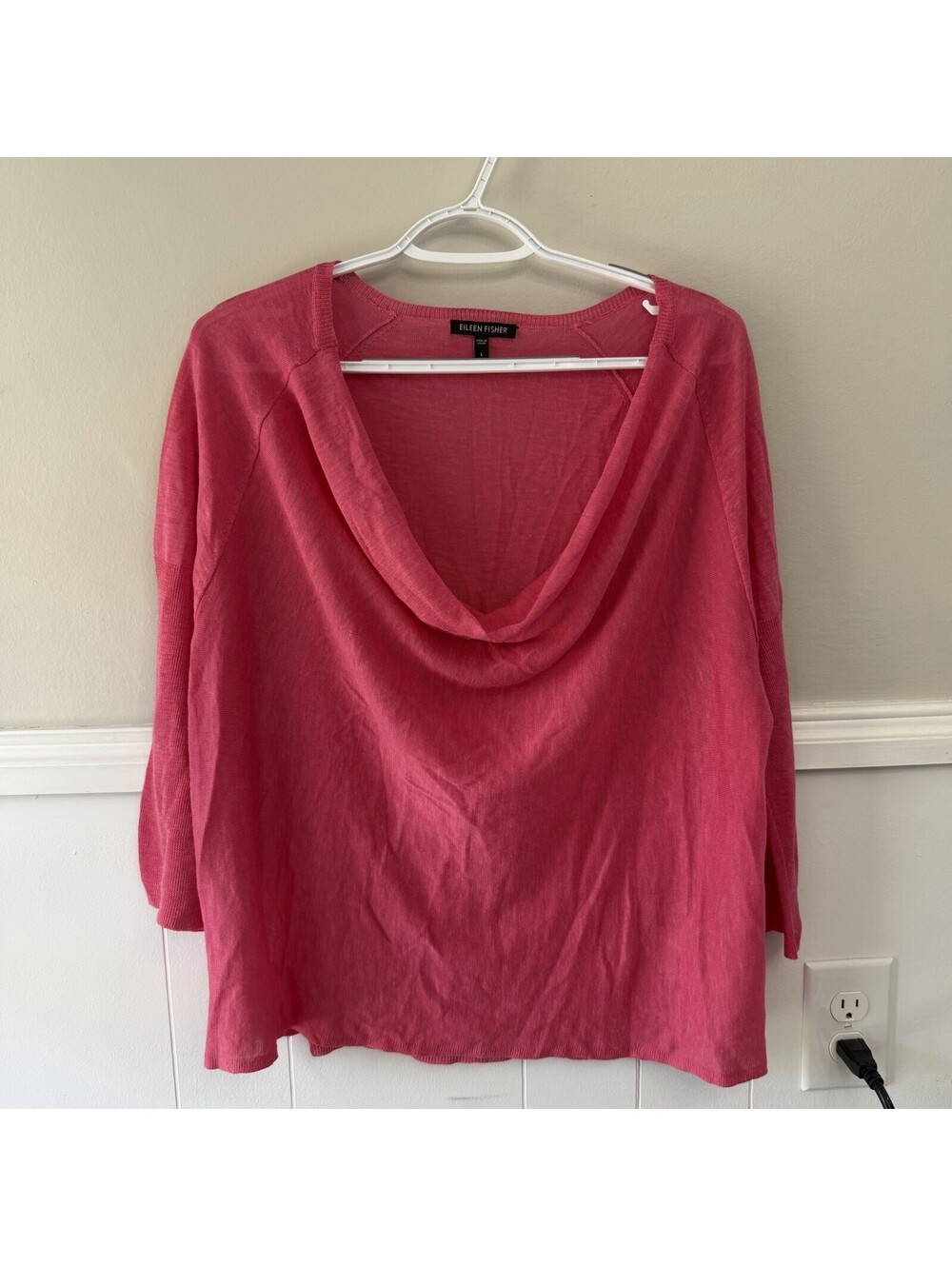 Eileen Fisher Silk/Linen Blend Cowl Neck Blouse Size L Minimal Capsule